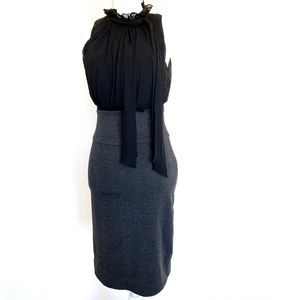 BCBG Ultra-Flattering Black & Gray Cocktail Dress
